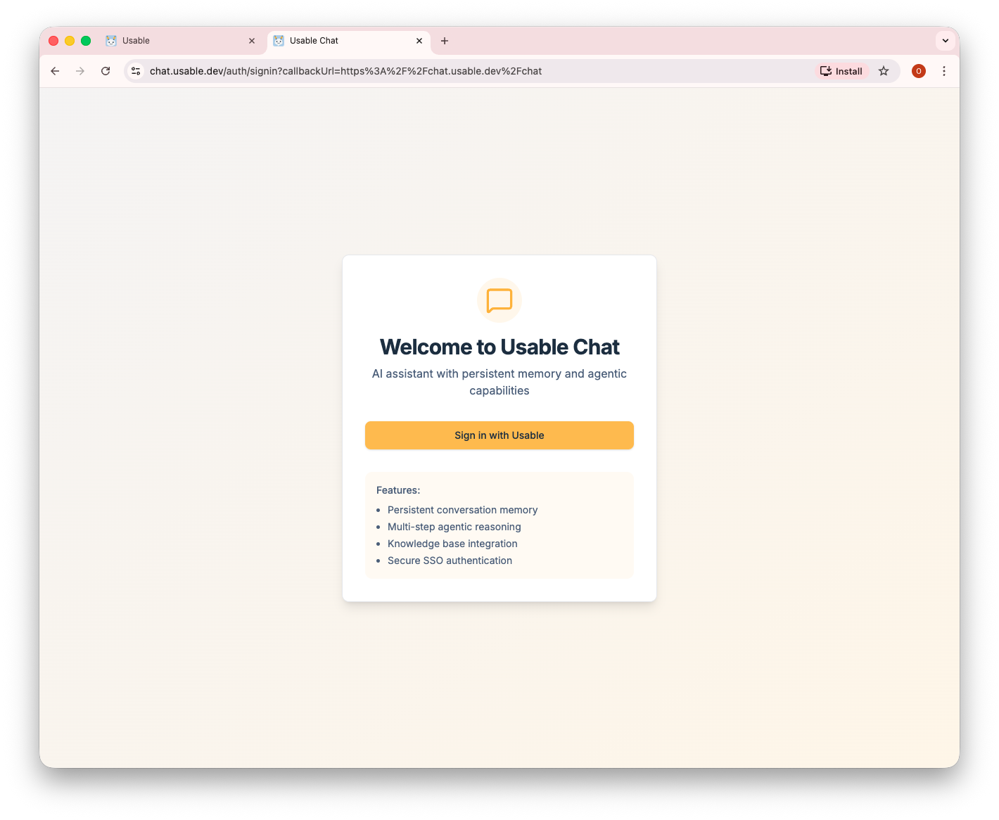 Chat sign in features